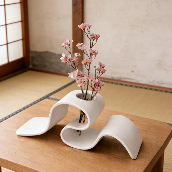 3D Printed Vase Minimalist Modern Tabletop Vase Small Decorative Flower Holder for Dry Flowers Pampas Grass