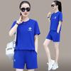 Summer Short-sleeved Shorts Suit for Women, High-waisted, Stylish, Age-reducing, Slimming, Loose, Versatile, Casual Sportswear Two-piece Set