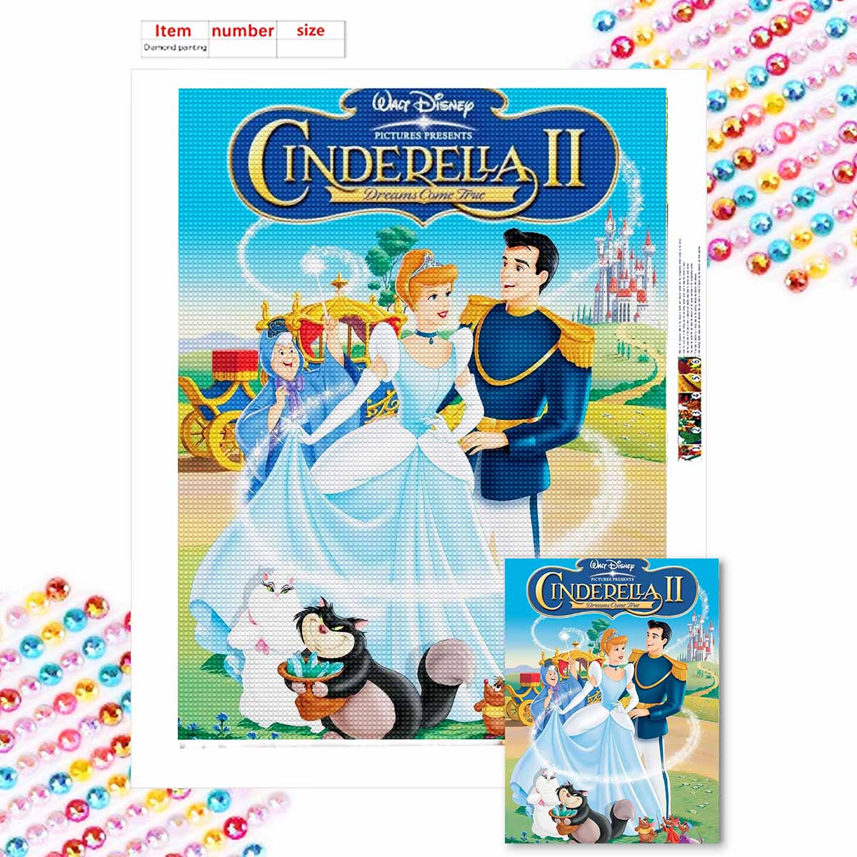 

DIY Diamond Painting Cinderella Cross Stitch Kit Mosaic Art Diamond Painting Full Circle Diamond Home Decoration Round 20x30cm