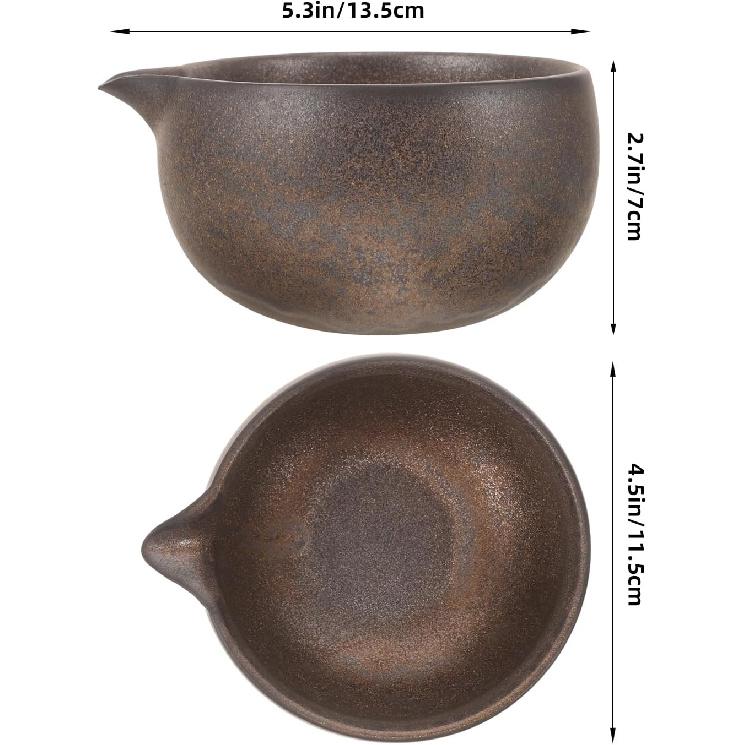 Ceramic Matcha Bowl with Spout Traditional Japanese Tea Ceremony Cup Unique Artistic Design for Easy Pouring for Matcha and Other Teas