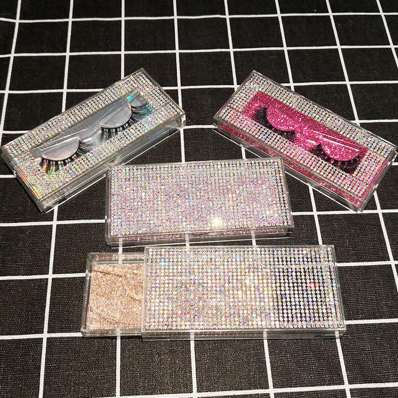 Custom Packaging Glitter Rhinestone Lash case Empty Rhinestones Eyelash Box with windows