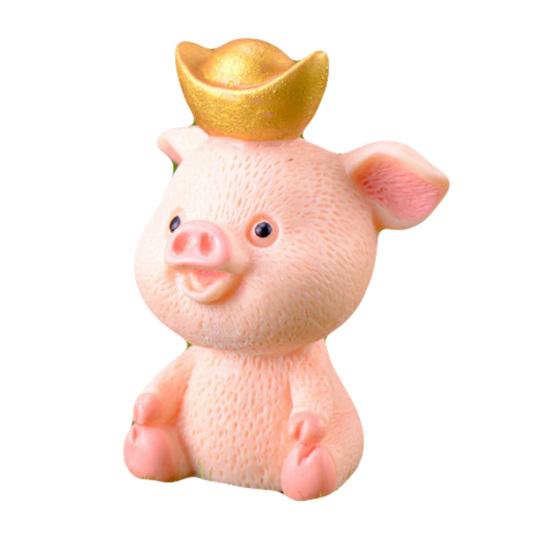 Søt Resin Penger Lucky Pig Figur Statue DIY Miniatyr hagebord ornament