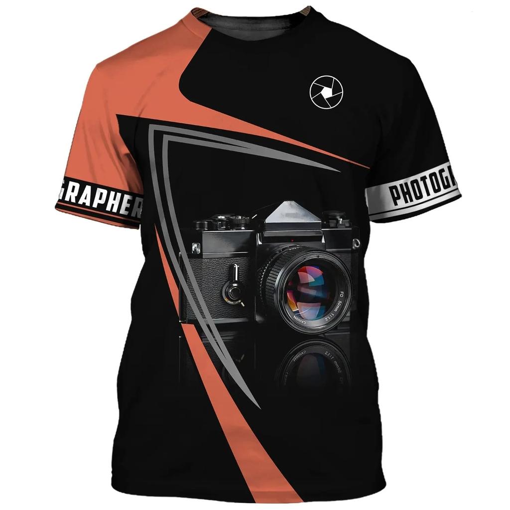 Fashion Camera Photography T-Shirts 3D Print Men's Short Sleeve T Shirt Streetwear Oversized Harajuku Y2k Tops Tees Men Clothing