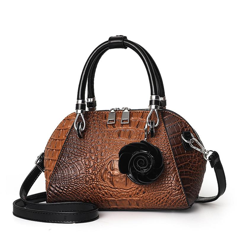 Luxury Alligator Handbags Big Capacity PU Leather Flowers Crossbody Shoulder Bags for Women Messenger Ladies Shoulder Bag