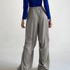 European and American Solid Color Vertical Feeling Floor Dragging Satin Trendy Loose Casual Pants