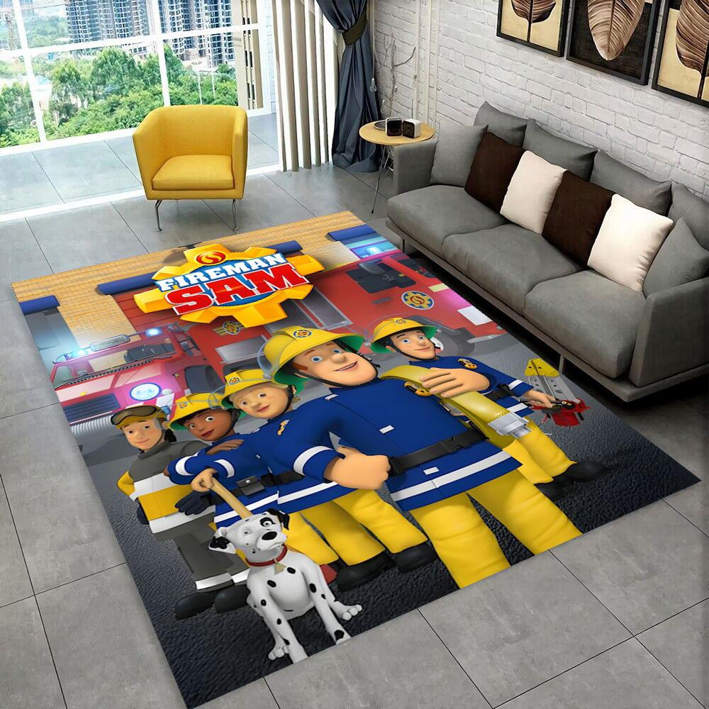 3D Classic Fireman Sam Child Cartoon Carpet Rug for Living Room Bedroom Home Sofa Decoration,Kids Play Non-slip Floor Mat Gift