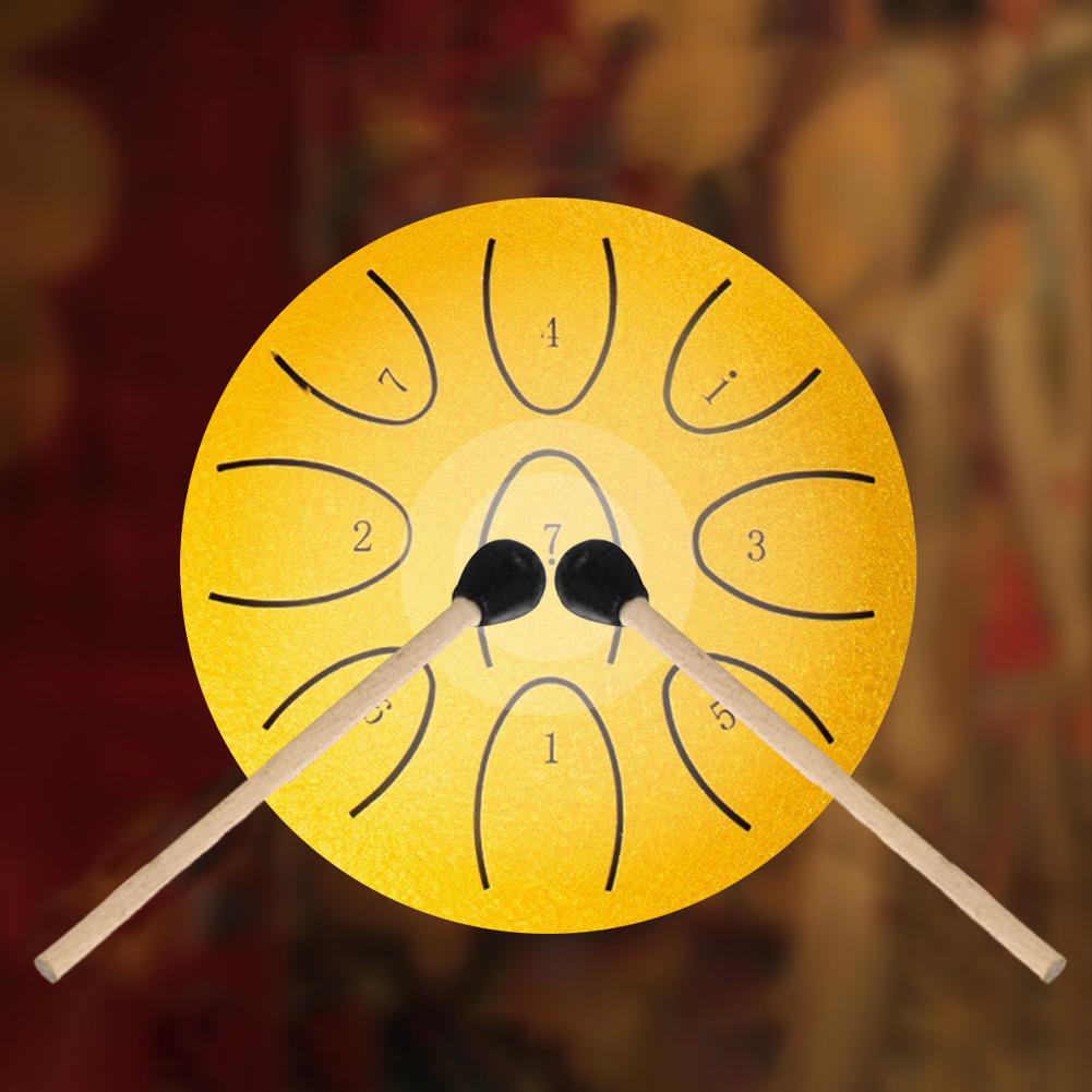 4 Inches Steel Tongue Drum 9-Note Portable Rain Drum with Drum Mallet Ethereal Drum for Yoga Musical Meditation