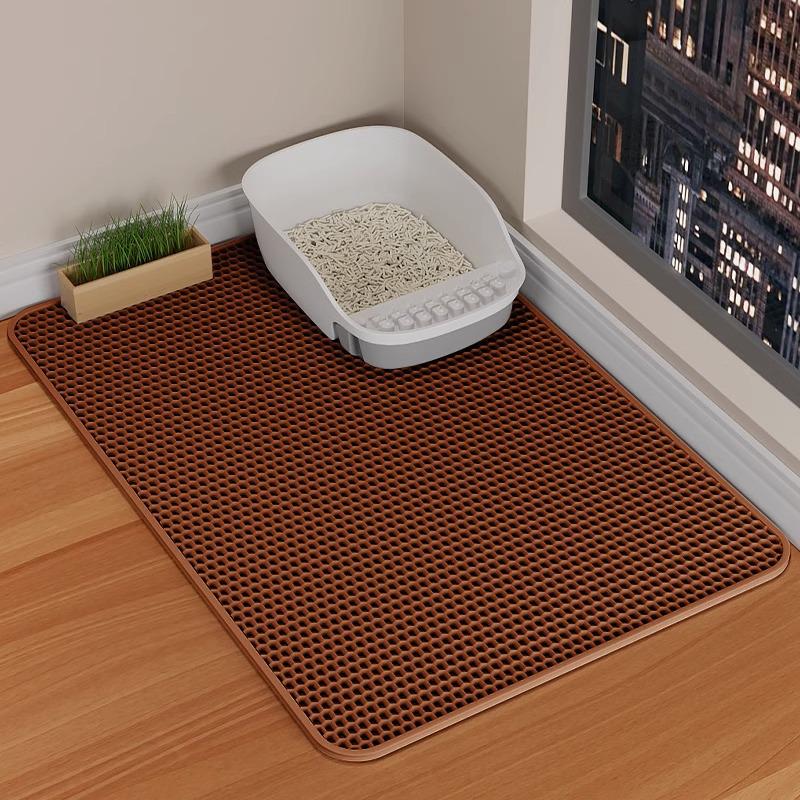 

Надвеликий EVA килимок для котячого туалету: Двошаровий, з захистом від відстеження, захистом від бризок, миючий килимок для контролю піску. Coffee