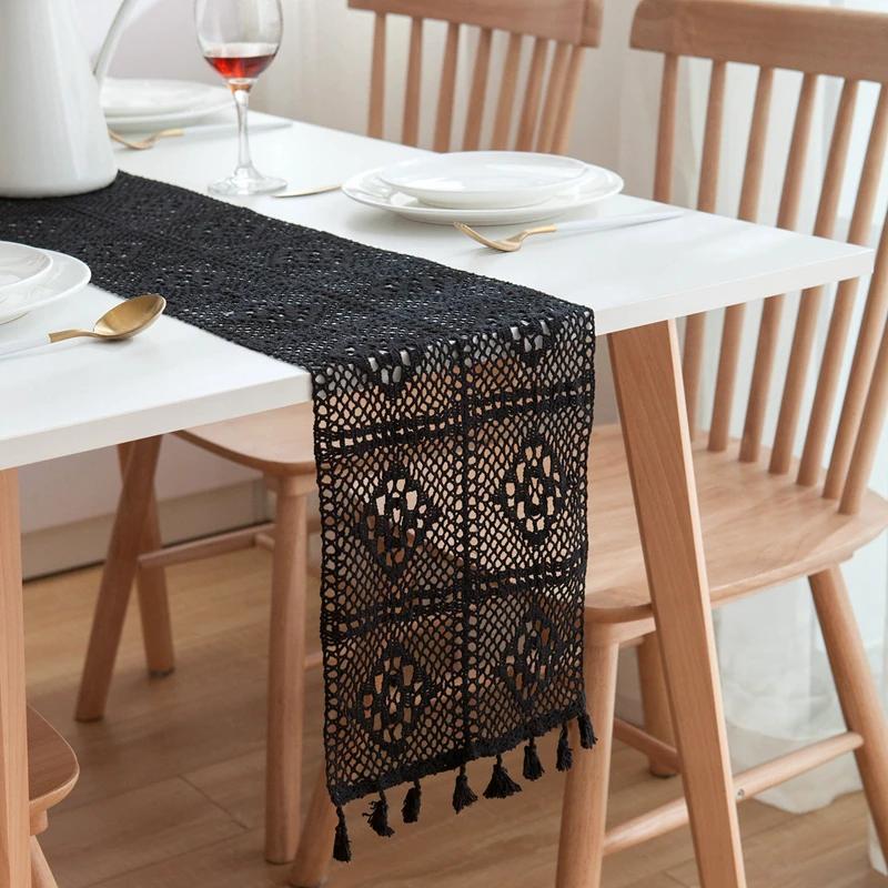 24*350cm Table Runner Lace Table Cover Chair Sash Dinner Banquet Baptism Christmas Wedding Party Embroidered Table Decor