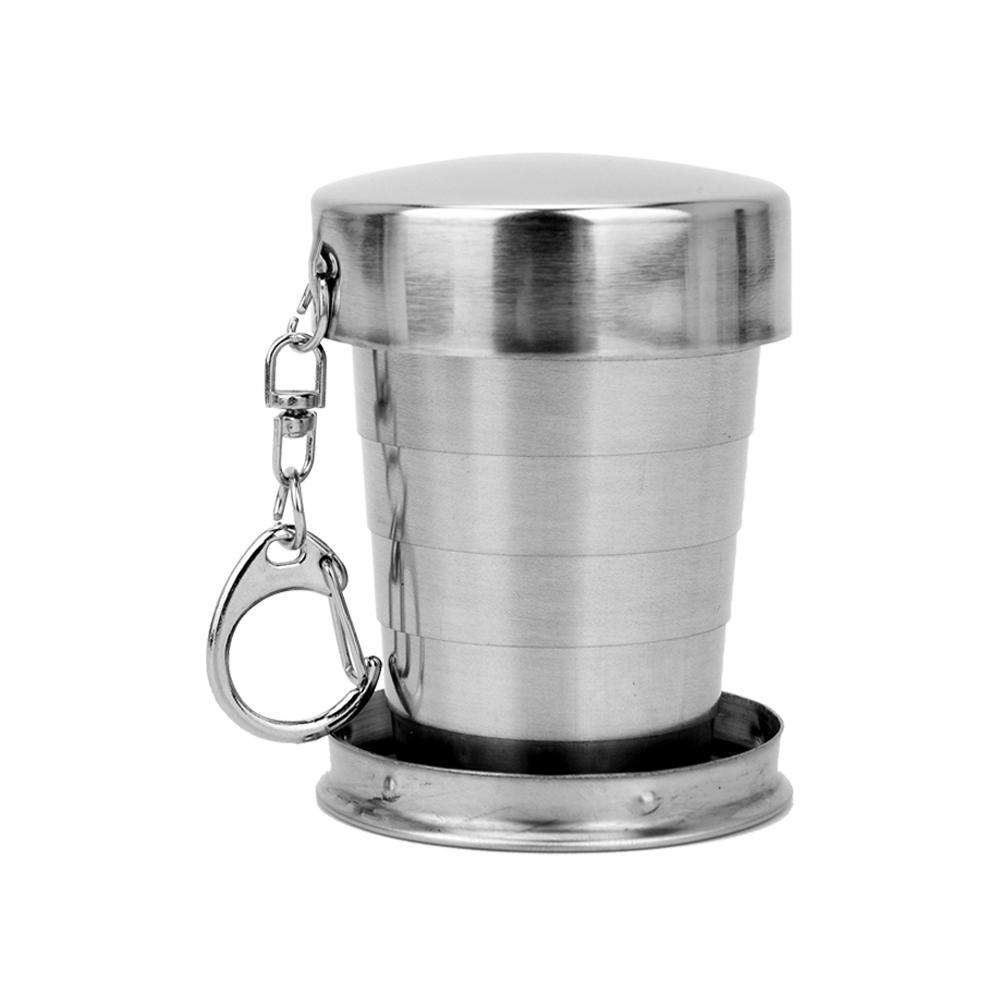 Stainless Steel Foldable Cup Portable With Keychain Outdoor Camping Travel Folding Cup Teacup Telescopic Water Cup 75/150/250ML