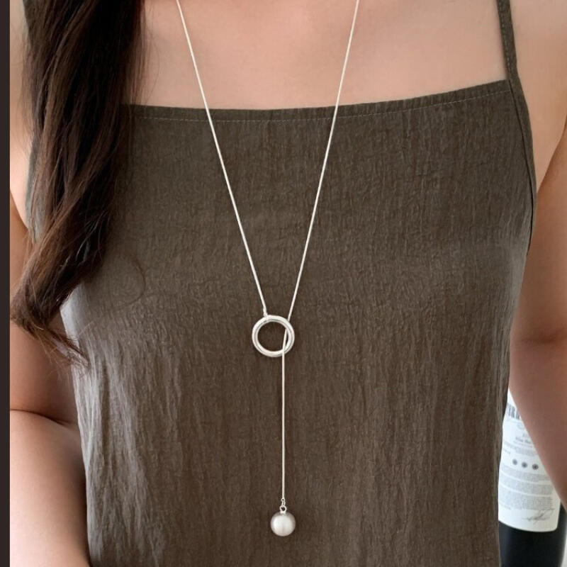Fashion Light Luxury Round Pendant Necklaces for Women Girls New Gentle Long Adjustable Collarbone Necklaces Jewelry Accessories