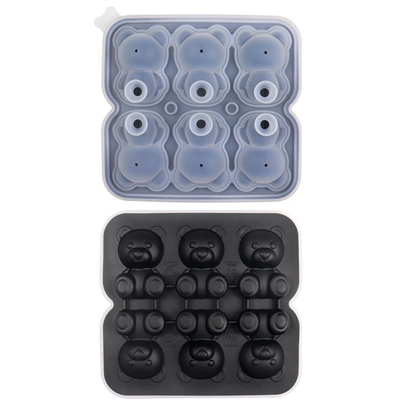 2/4/6 Grids Kawaii Bear Silicone Ice Cube Making Molds Summer Relieve the Heat Ice Cube Trays Mold To Make DIY Drink Ice Coffee