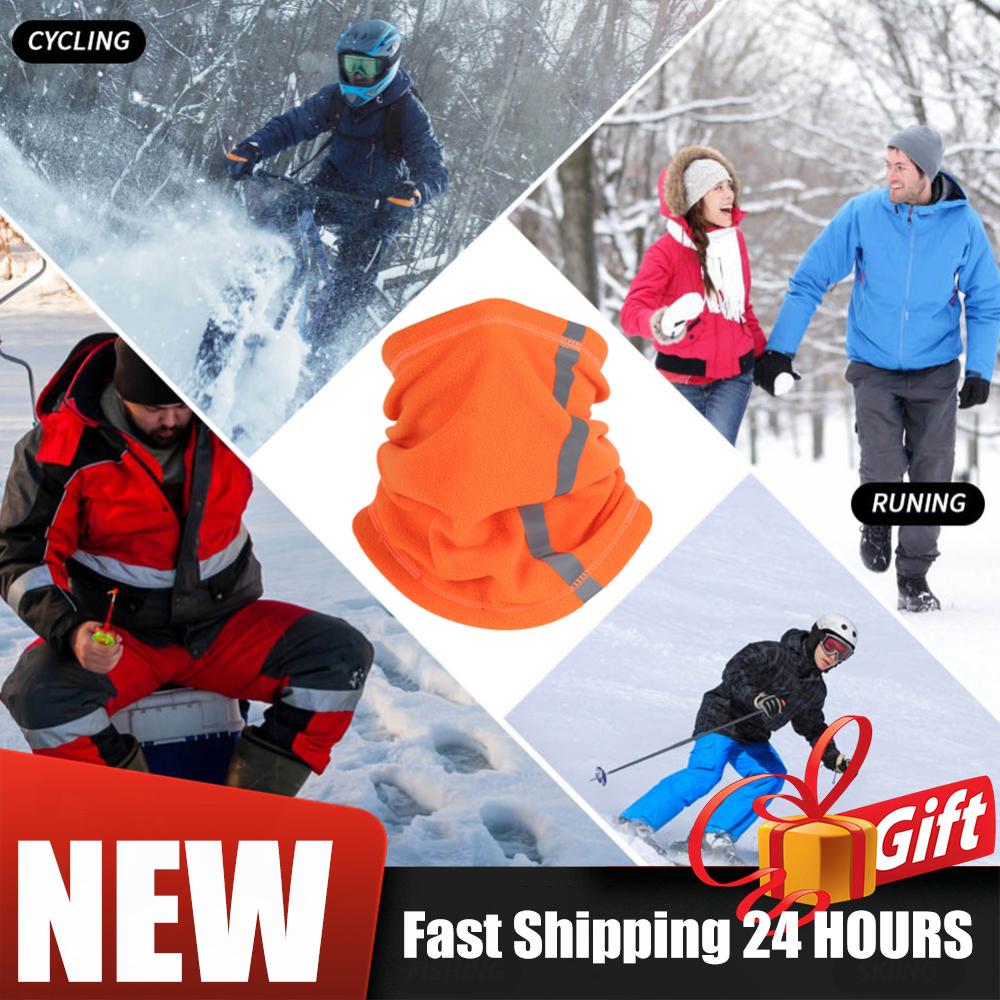1/2PCS Winter Neck Warmer Windproof Reflective Cold Weather Scarf Fleece Face Scarf Mask for Skiing Cycling Outdoor Sports