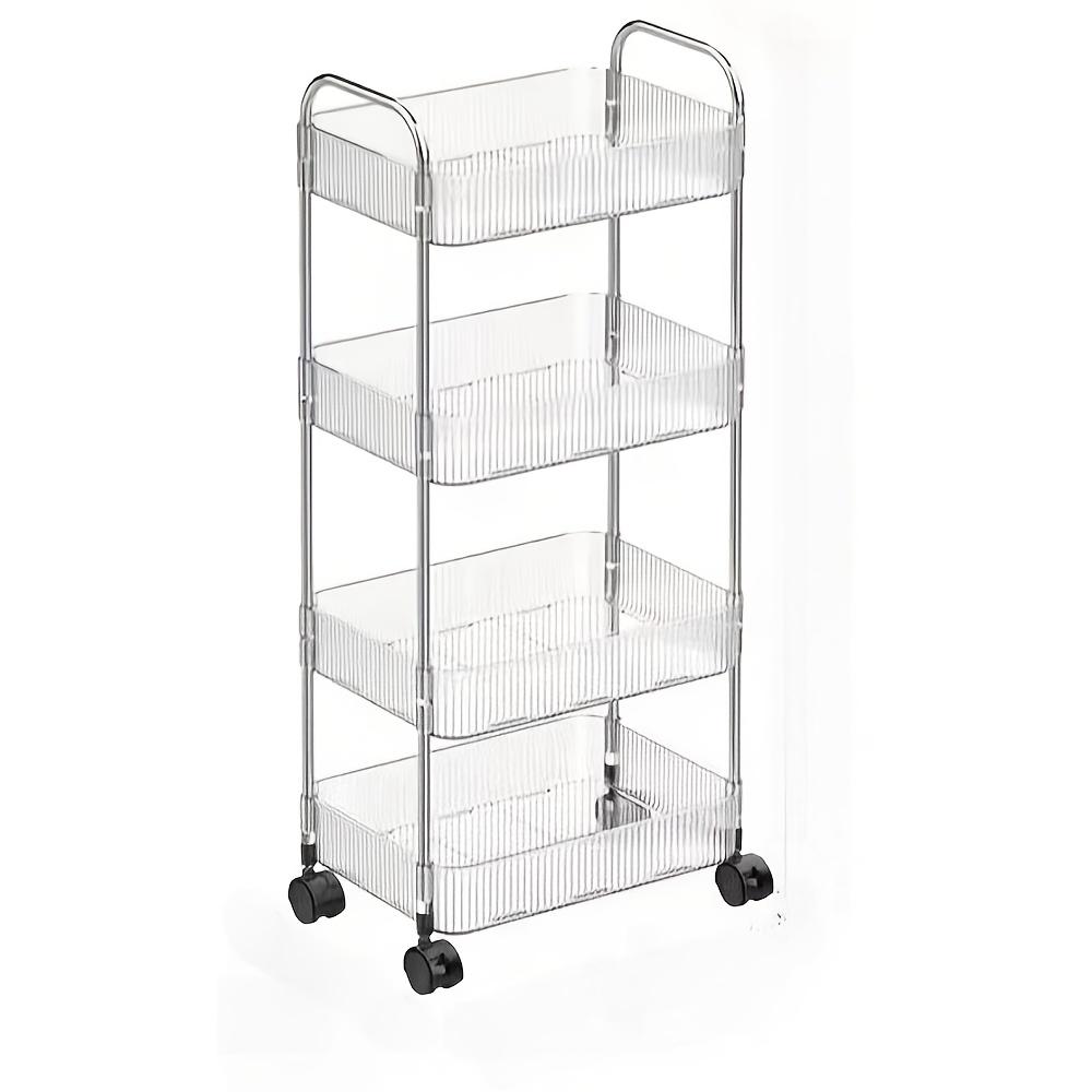 Carrello Portaoggetti Multifunzionale Mobile, Stile Trasparente Acrilico, Ruote Girevoli a 360°, Universale per Cucina, Bagno, Camera da Letto e Ufficio