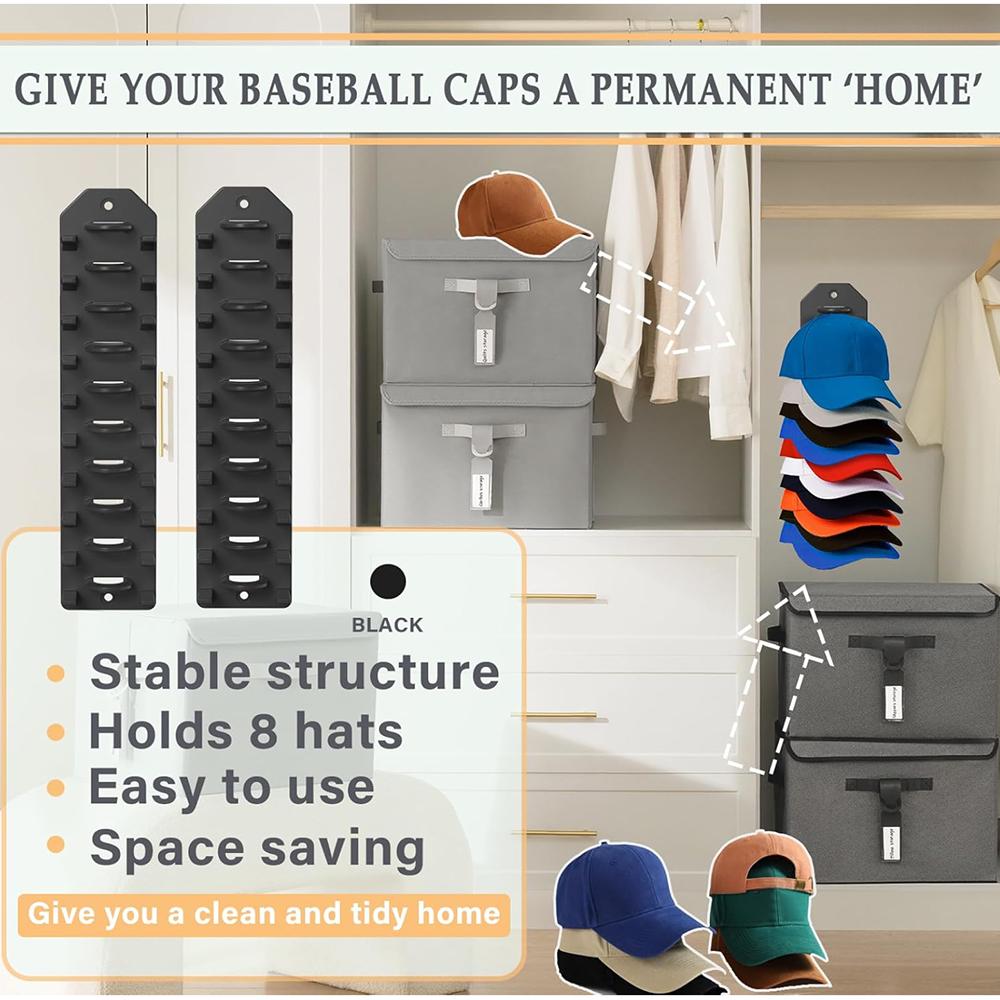 Hat Organizer Hat Rack for Wall Compact Display Holder Cap Hanger Strong Adhesive Wall Driller