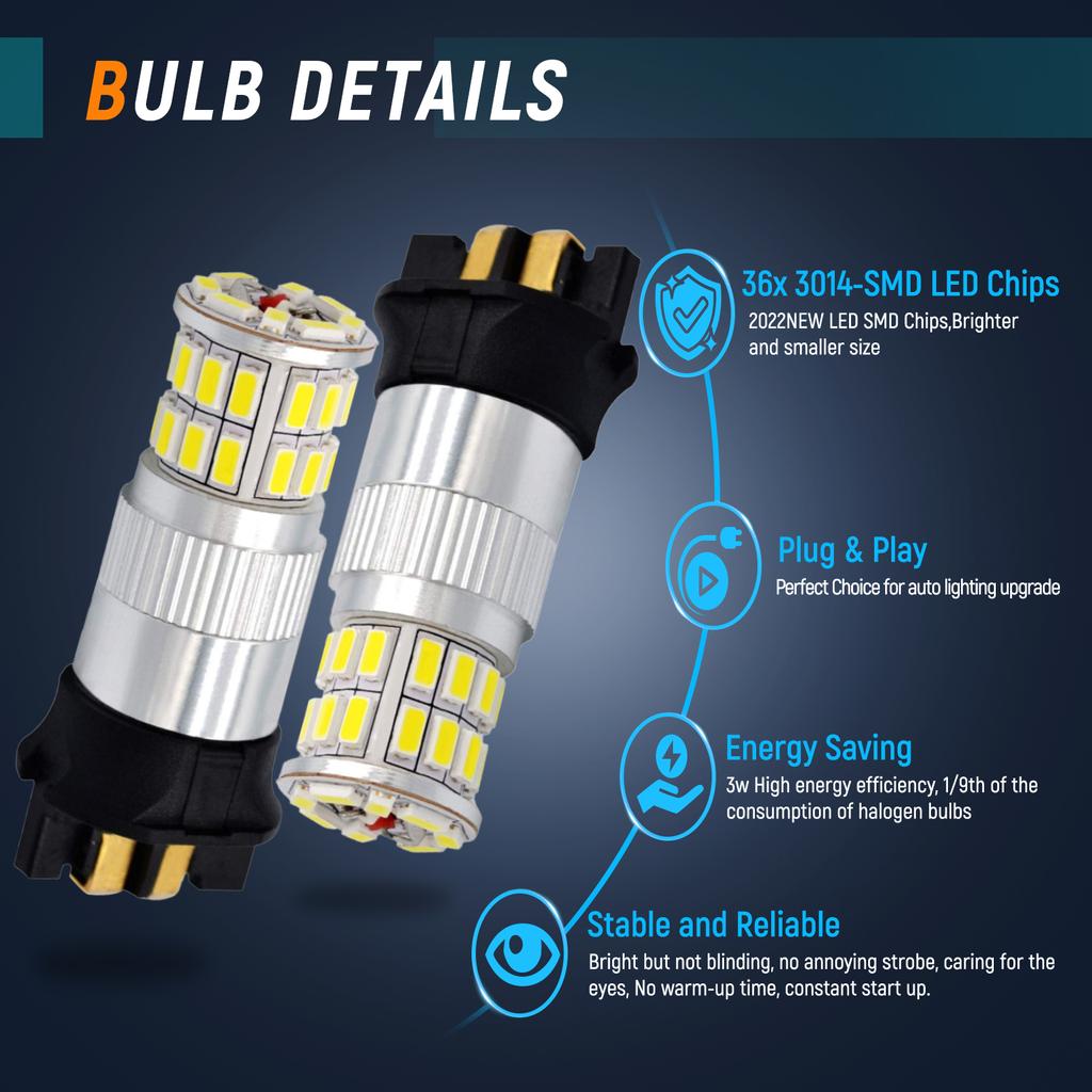 2Pcs 12V/24W PW24W LED Lamp For A4 VW CC Golf MK7 BMW F30 3 Series Skoda Yeti Daytime Running Lights DRL 6000K Xenon White