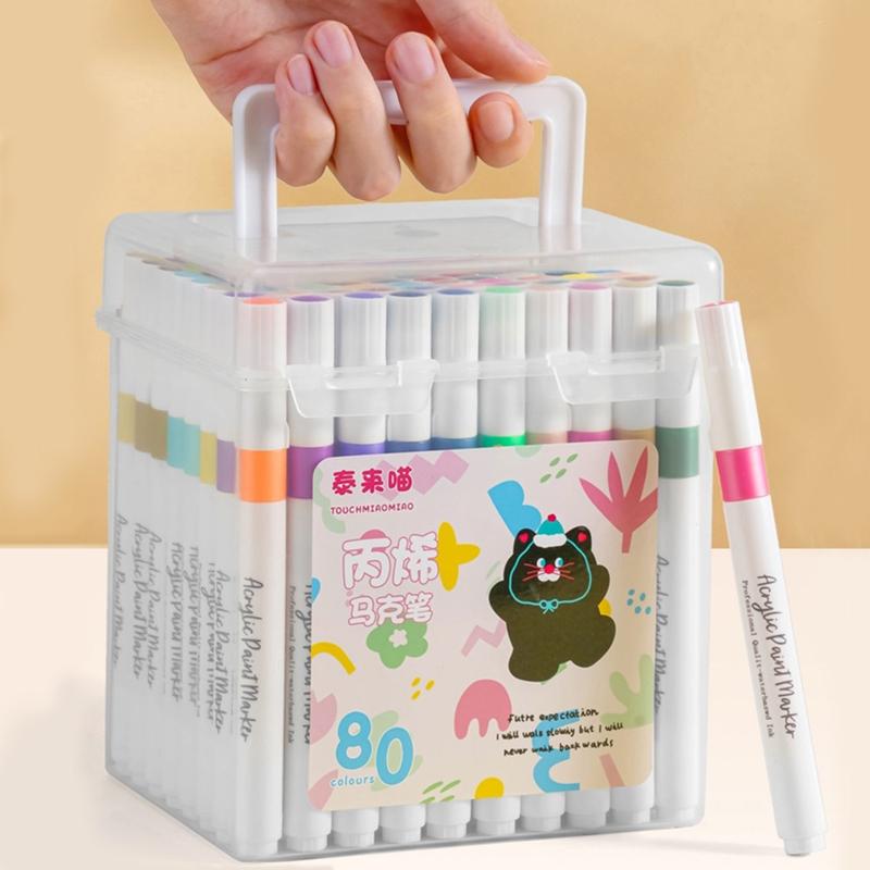 24/36/48/60/80 Colors Acrylic Marker Washable Art Color Graffiti Paint Pen for Kids Ceramic Glass Wood Canvas Card Diy Supplies