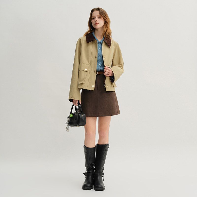 

Single-beam Plus size women s clothing [Cafe narrative] Retro Barne wind long short trench coat autumn New arrival khaki Outwear Oatmeal Khaki (Short Length) US2