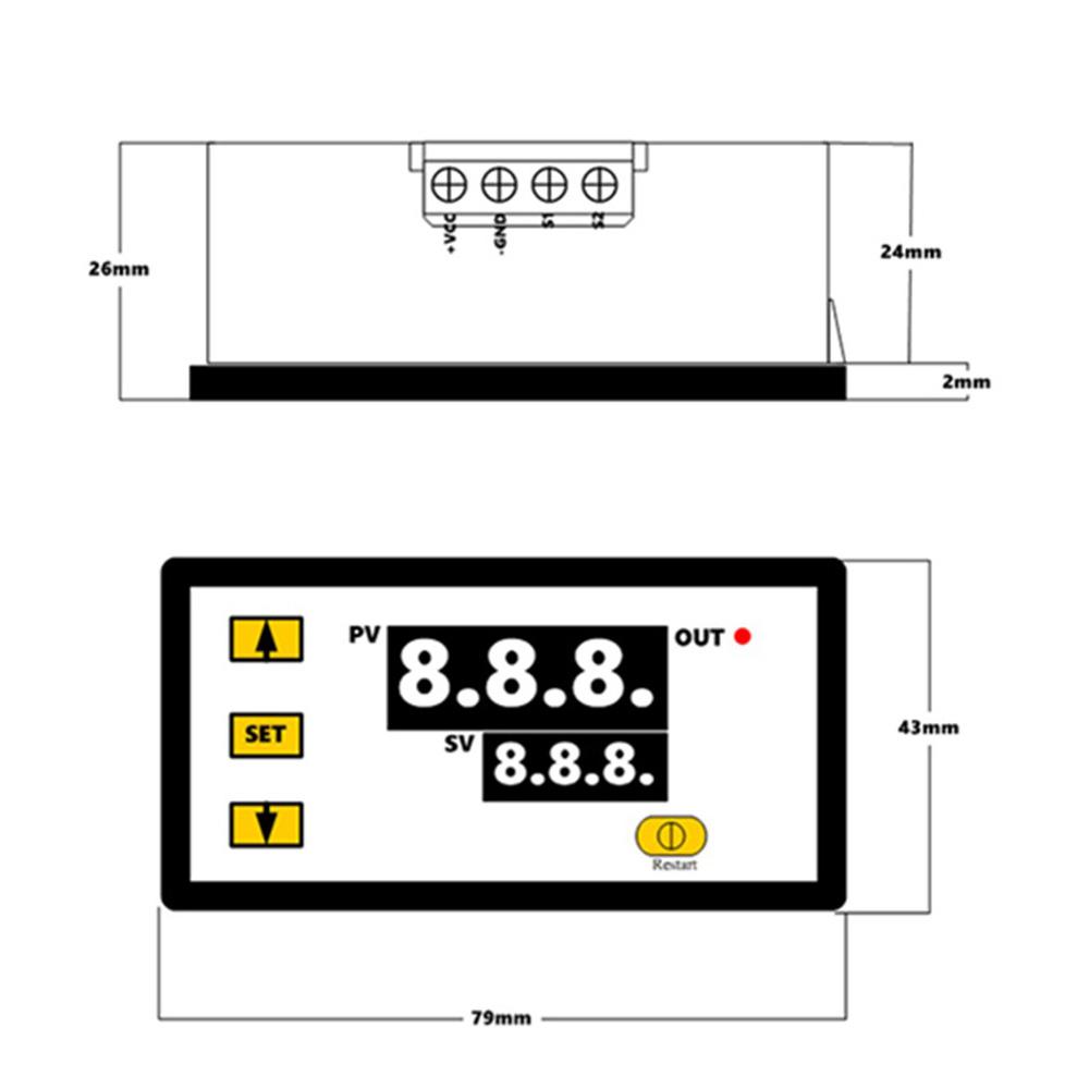 Mini W3230 DC 12V 24V AC110-220V Probe Line Digital Temperature Control LED Thermostat Regulator Heat/Cooling Control Instrument