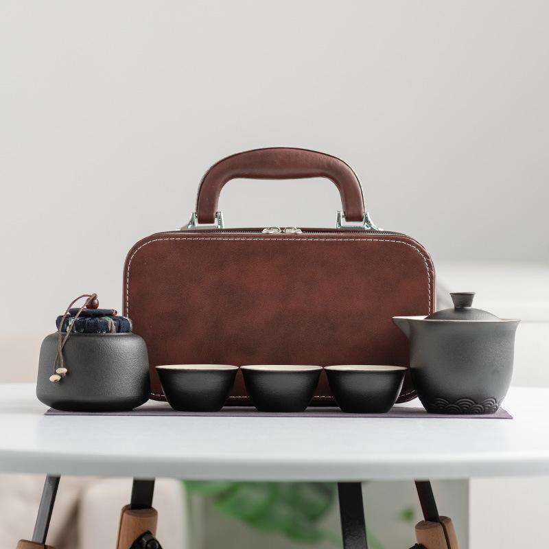 Business Gifts Travel Tea Set Kuaike Cup One Pot Three Cups Portable Cover Bowl Small Set Outdoor High-end Kung Fu Set