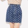 New MLB Base Logo Denim Short Skirts Women's Dark Blue 3FDSM0123-50BLS
