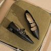 29816 [sheepskin] flat shoes women's thick heel 2025 new pointed temperament word with Mary Jane single shoes