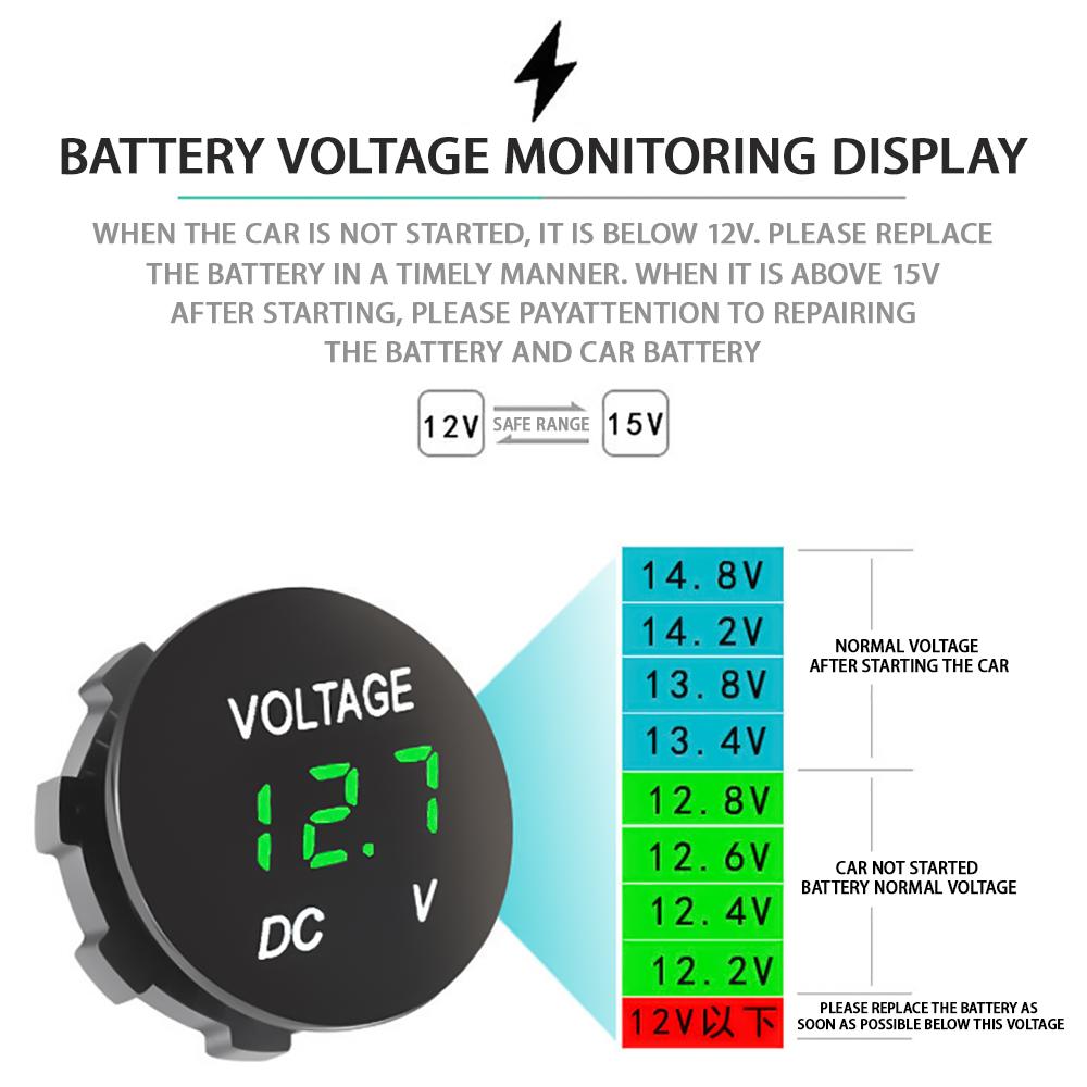 DC 12V-24V Mini Digital Voltmeter Voltage Meter Tester Led Display for Car Auto Motorcycle Boat ATV Truck Refit Accessories