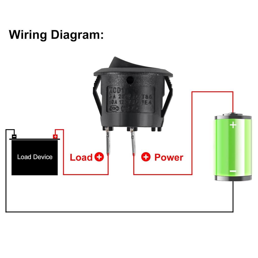 6PCS 12 Volt DC Mini Circle Toggle Switch ON Off Round Rocker Switches SPST 20mm Mini for Car Automotive RV 2 Pin Switch 120V Wired KCD1