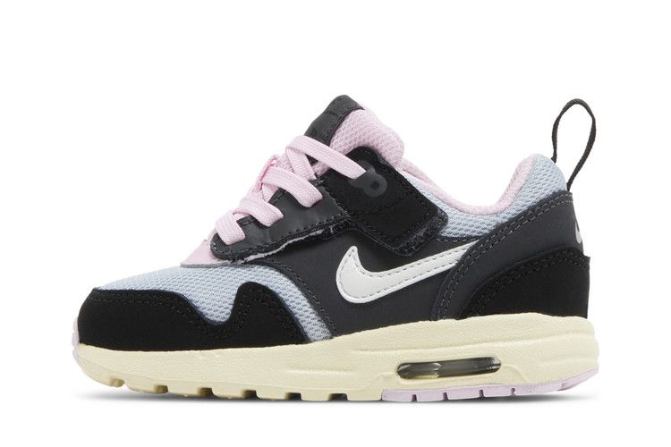 Kids' Sneakers Nike Air Max 1 EasyOn Black Anthracite Pink Foam Summit White (TD)