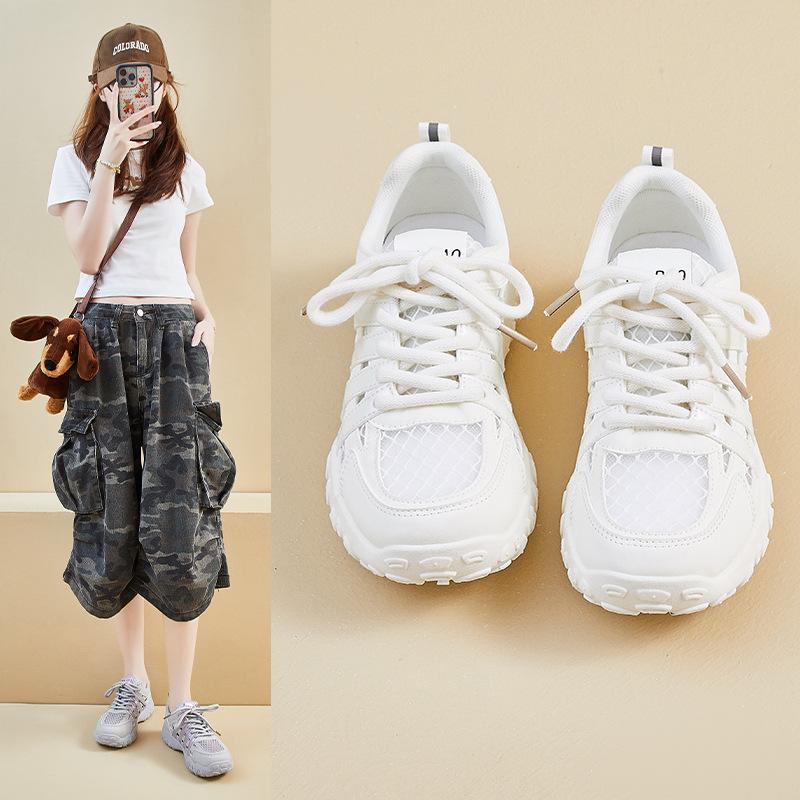 

Hollow white shoes women s 2025 summer thin new mesh breathable explosive sports sandals mesh shoes 40