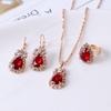 Wholesale Bridal Jewelry Set Ins Water Drop Rhinestone Necklace Earrings Ring Set