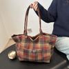 Luxurious Large Tote Bag For Women Stylish Plaid Design Perfect For Fall And Winter