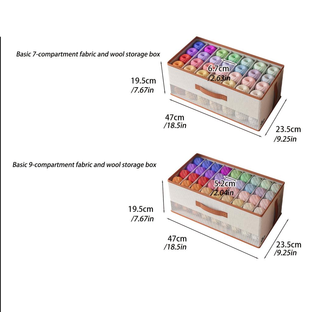 1pc Handmade Divided Compartments Fabric Storage Box Large Capacity Space-Saving Organizer for Yarn Crochet Supplies Desk Craft