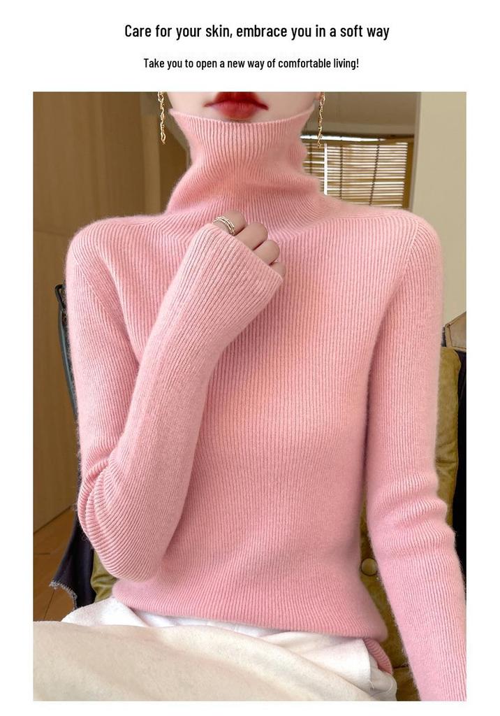 Women's Seamless Slimming Turtleneck Knitwear - Autumn & Winter Velvet Base Layer Sweater.