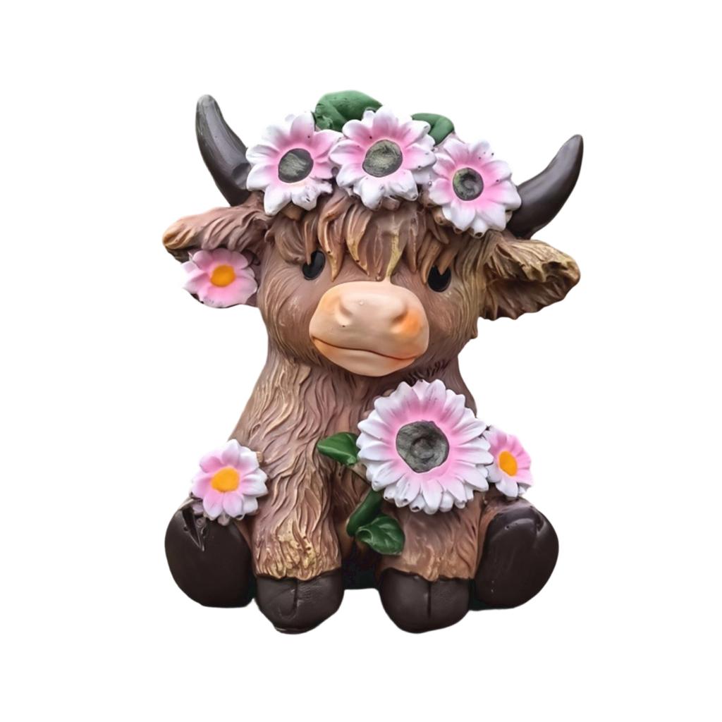 Home Decor Resin Cow Figurine Set Creative Small Statue for Shelf Table