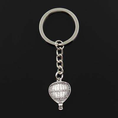 Fashion 30mm Key Ring Metal Key Chain Keychain Jewelry Antique Bronze Silver Color Plated Hot Air Balloon 24x16mm Pendant