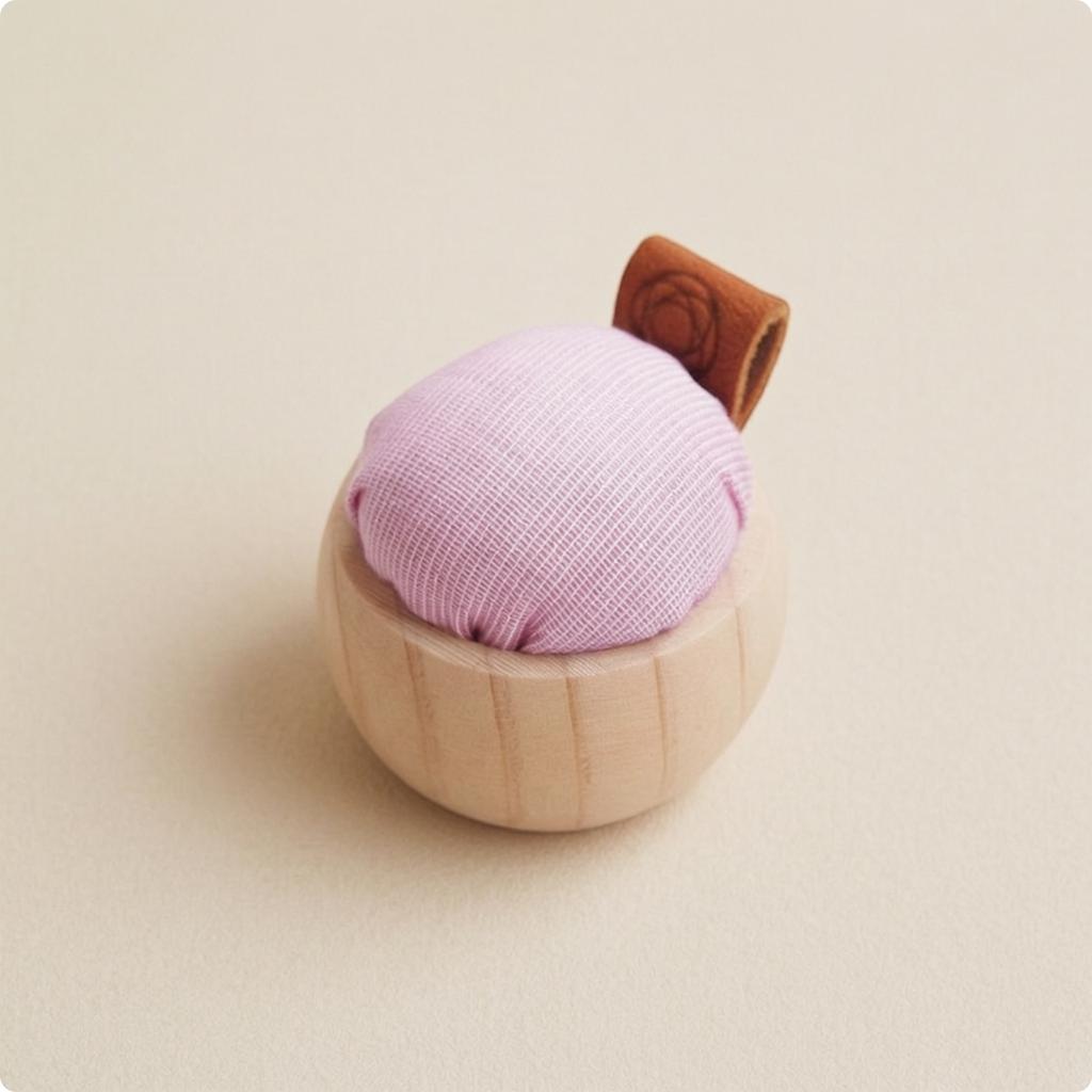Wooden Base Sewing Pin Holder Cushion Natural Finish Wood Base Pincushion Wooden Pincushion Small Round Needle Holder Safe