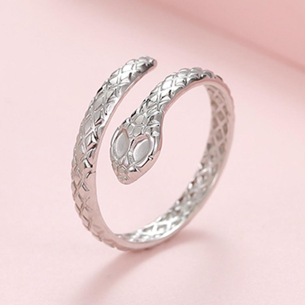 Gold-Plated Snake Shape Adjustable Stainless Steel Ring for Men and Women - Hip Hop Style Accessory