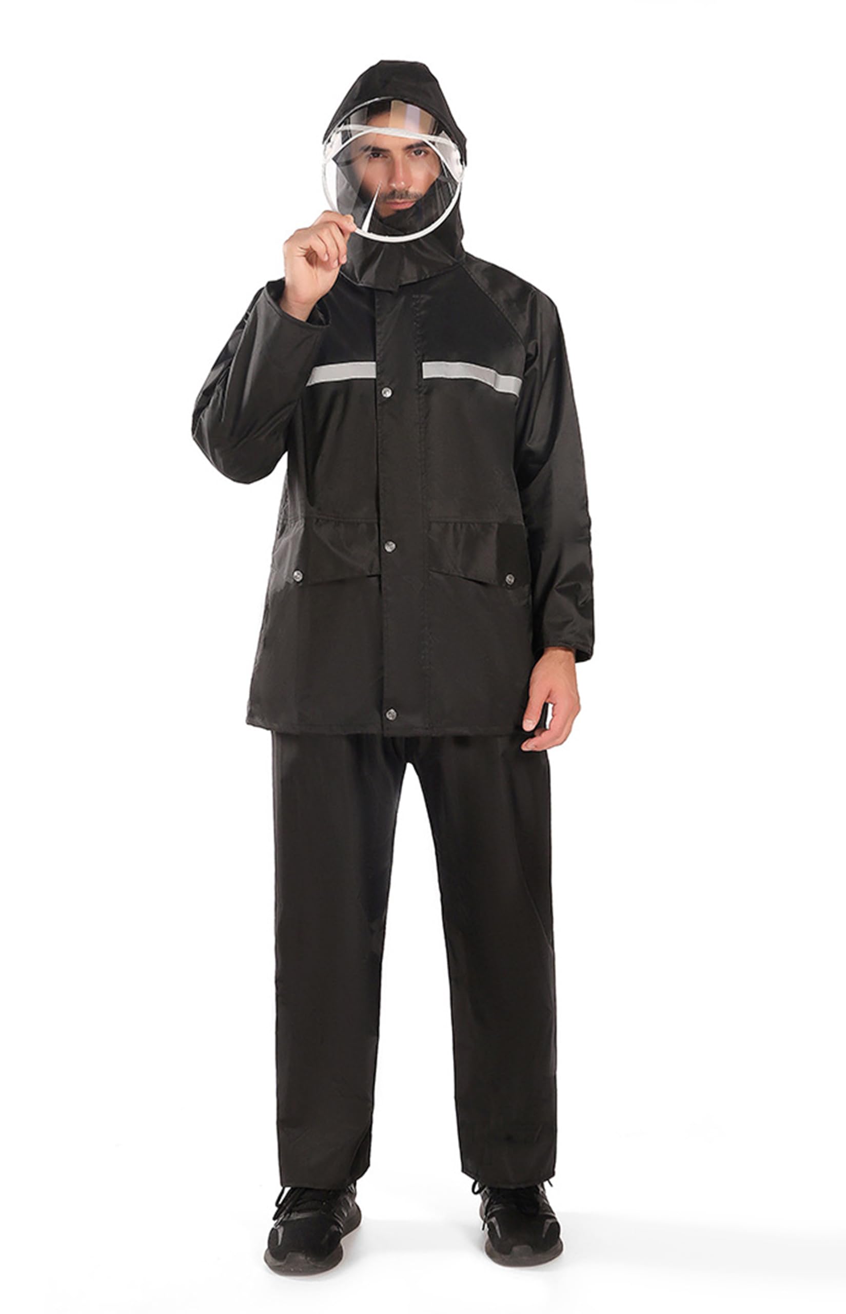 

Для велосипедов и длинный светоотражающий легкий до большого ветрозащитный и дождевик для сильного дождя для поездок на работу или 3XL [SHPEROWW] Мужской дождевик, дождевая одежда,