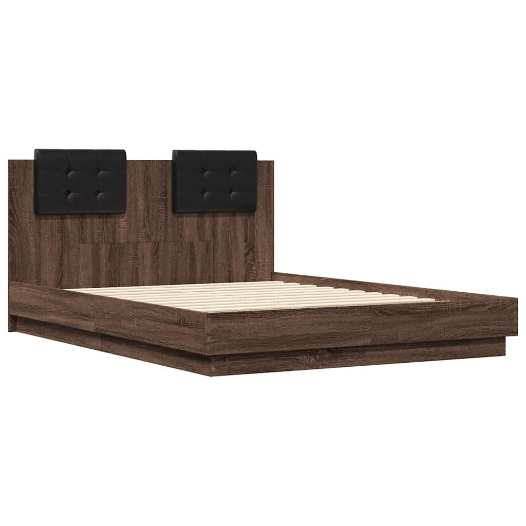 Bed Frame with Headboard Brown Oak Effect 120 X 190 Cm