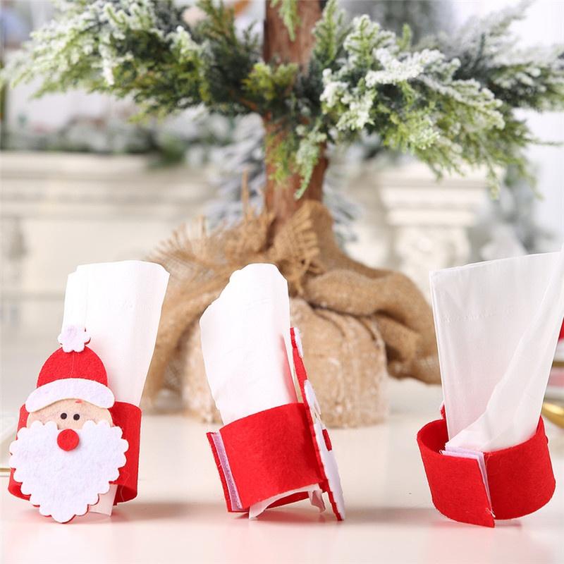 4PCS Christmas Santa Claus Napkin Rings Serviette Holder Table Napkin Holders Banquet Dinner Table C