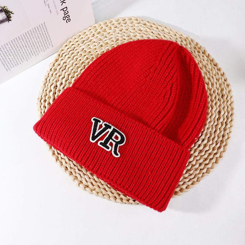 Letter Wool Hat Korean Version Versatile Knit Hat for Women Fashion Autumn and Winter Warm Face Showing Small Ear Protection Cold Hat Trendy