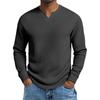 Herren S Slim Fit Langarm V-Ausschnitt Lässiges Basic Top Übergröße