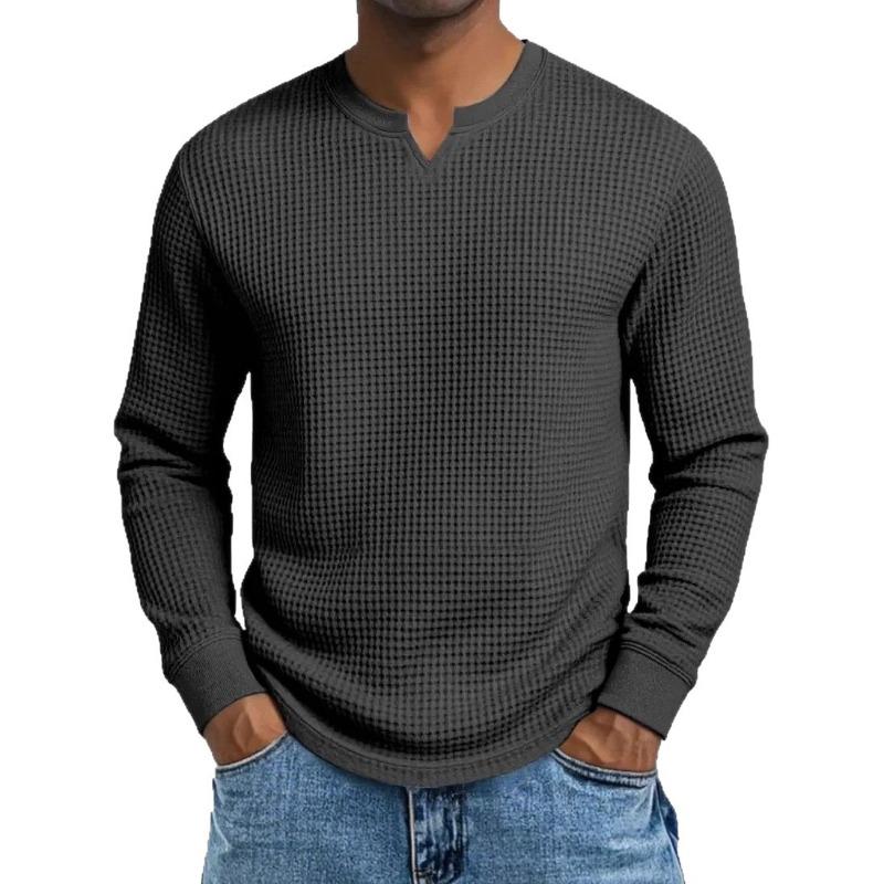 Herren S Slim Fit Langarm V-Ausschnitt Lässiges Basic Top Übergröße