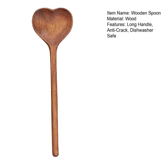 Dřevěná lžíce Žáruvzdorná Dlouhá rukojeť Proti praskání Vhodná do myčky Servírovací ve tvaru srdce