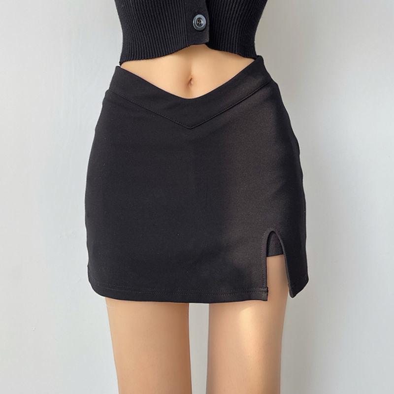 

European & American Sexy High-Waist Hip-Hugging Midi Skirt with Side Slit XXL чёрный
