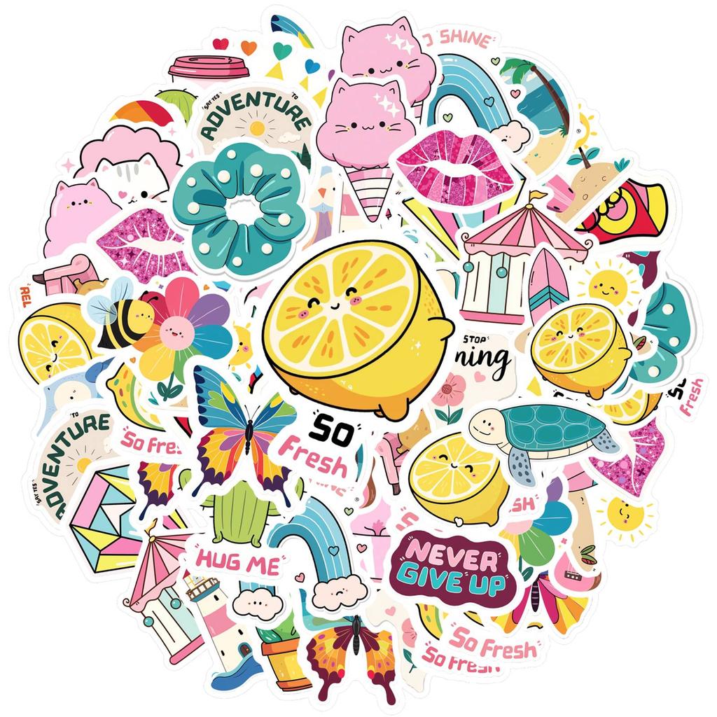 35pcs-50pcs Cartoon Positive Messages Stickers Whimsical Cuteness Overload  Stickers  Stickers For DIY Phone