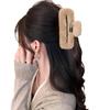Autumn Winter Elegant Large Plush Claw Clip for Women - Maillard Square Design for Thick Hair