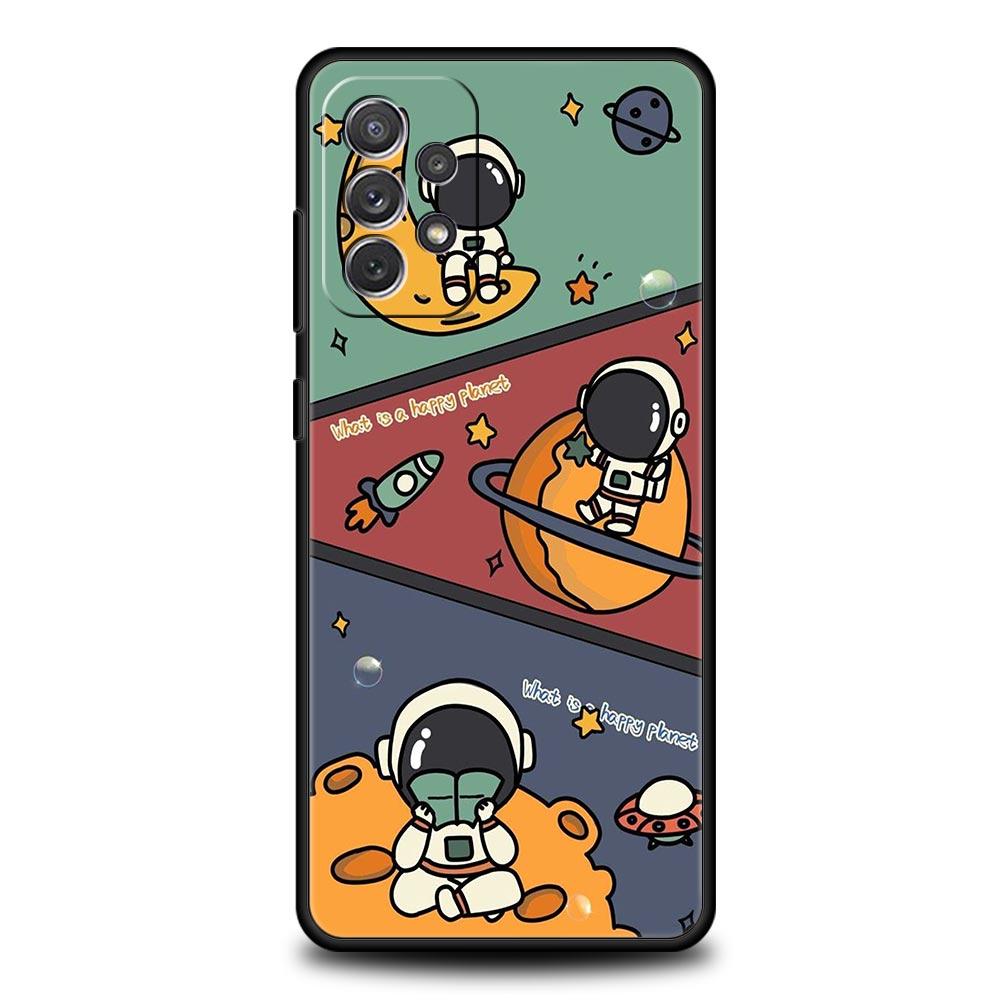 Cartoon Cute Cosmonaut Phone Case for Samsung Galaxy A55 A35 A15 A14 A13 A25 A54 A51 A71 A72 A73 A32 A52 A41 5G Soft TPU Shell