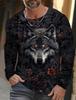 Maglietta a maniche lunghe da uomo con grafica The Wolf, per abbigliamento casual da uomo, maglietta alla moda, stampa 3D completa di animali, streetwear
